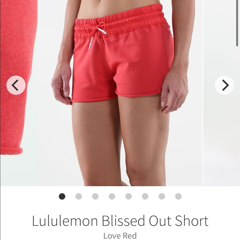 Lulelemon blissed out shorts in love red